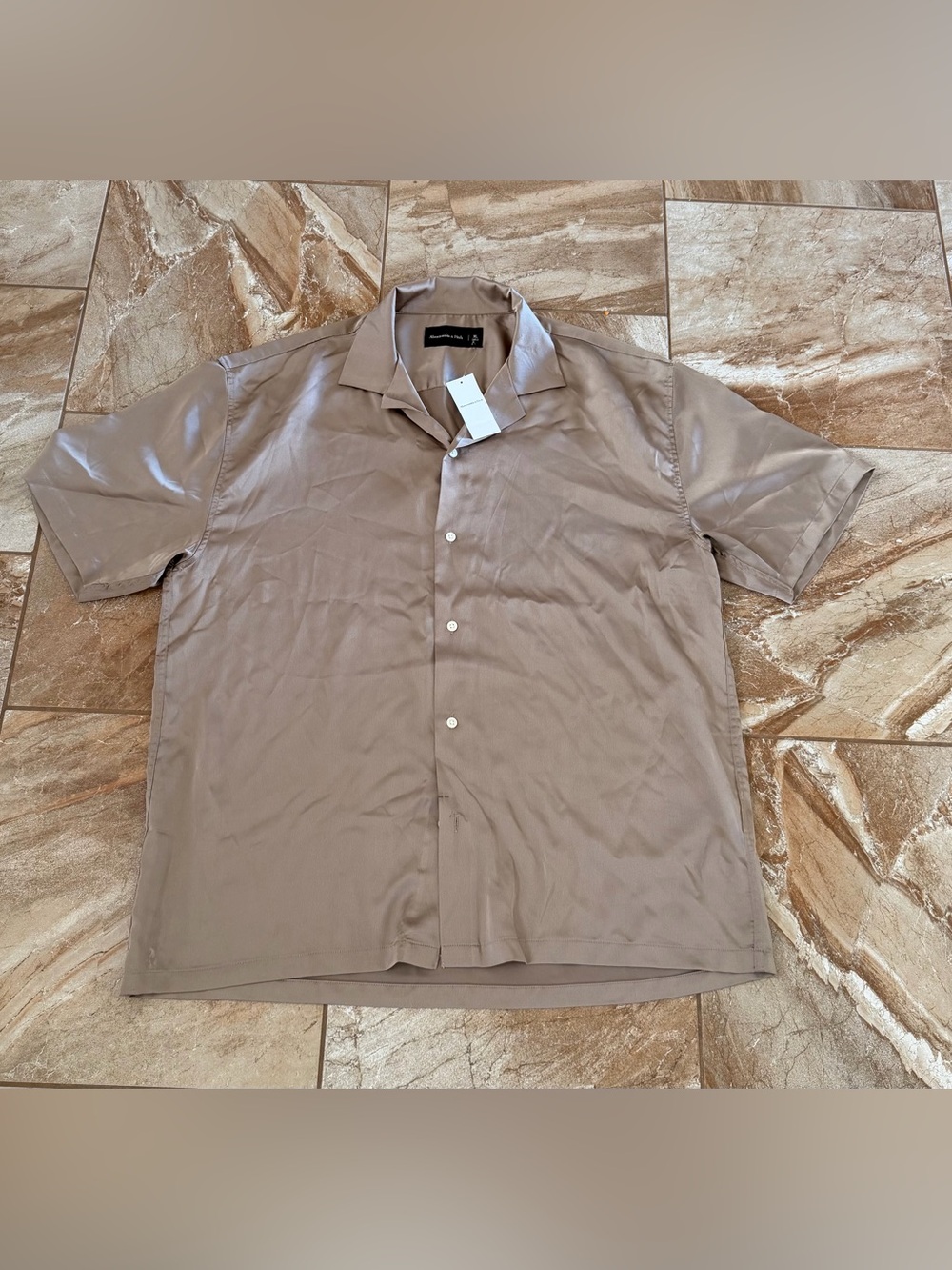 Abercrombie Light Brown Silk Button-Up
